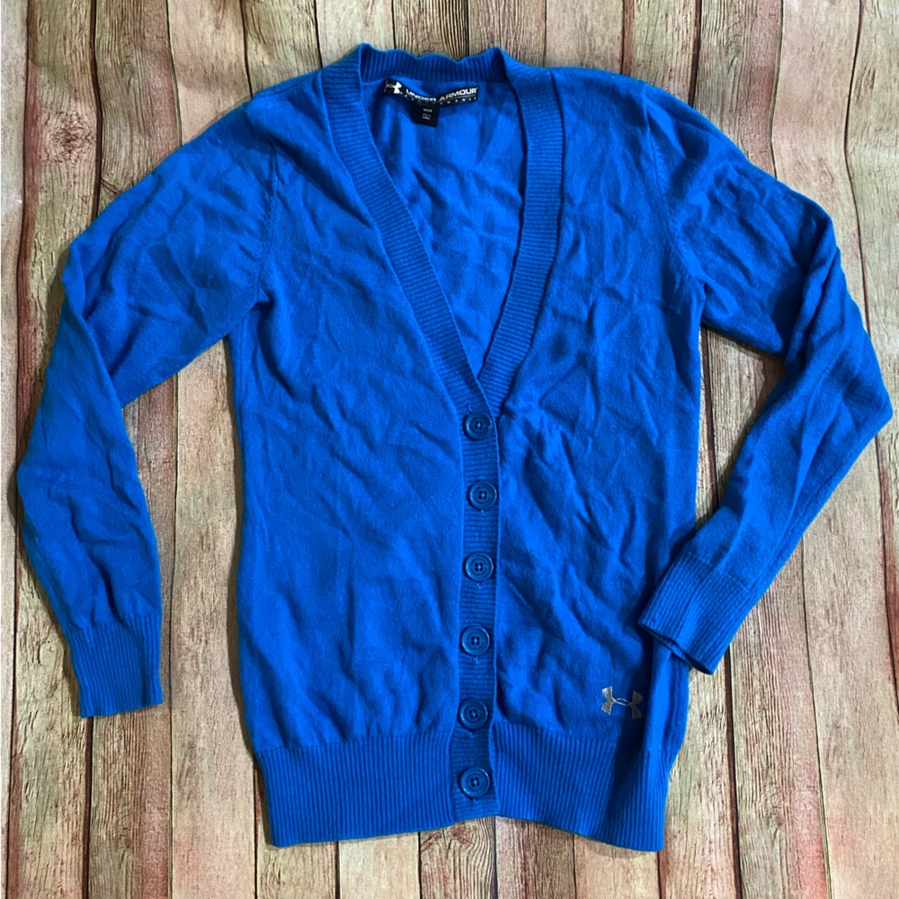 Under Armour Blue Knit Button Up Cardigan Size Small
